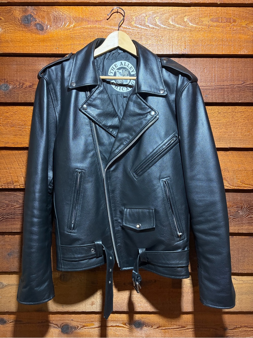 Black Leather Biker Jacket for Men